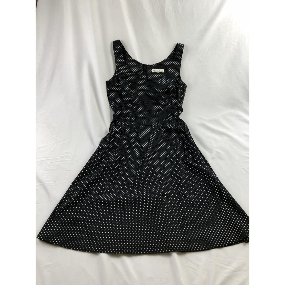 WHBM Black White Polka Dot Sleeveless Fit & Flare Dress Size 2 Classic Midi